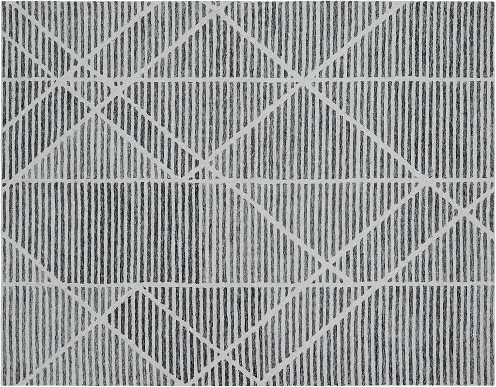 Modern Geometric Hand-Tufted Wool Rug | Abstract Striped Area Rug for Living Room & Bedroom