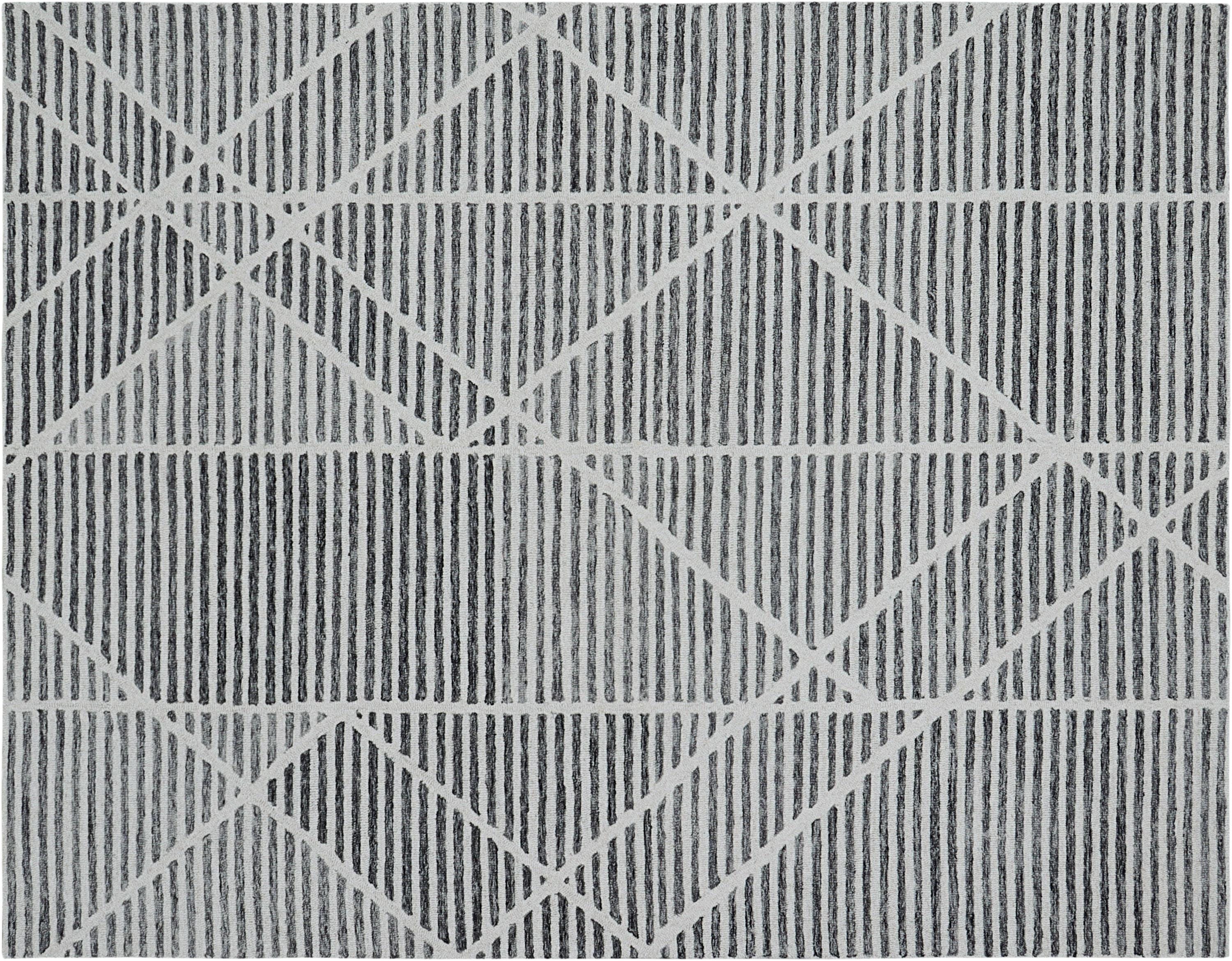 Modern Geometric Hand-Tufted Wool Rug | Abstract Striped Area Rug for Living Room & Bedroom