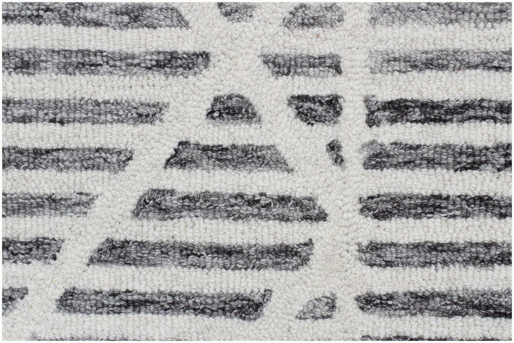 Modern Geometric Hand-Tufted Wool Rug | Abstract Striped Area Rug for Living Room & Bedroom