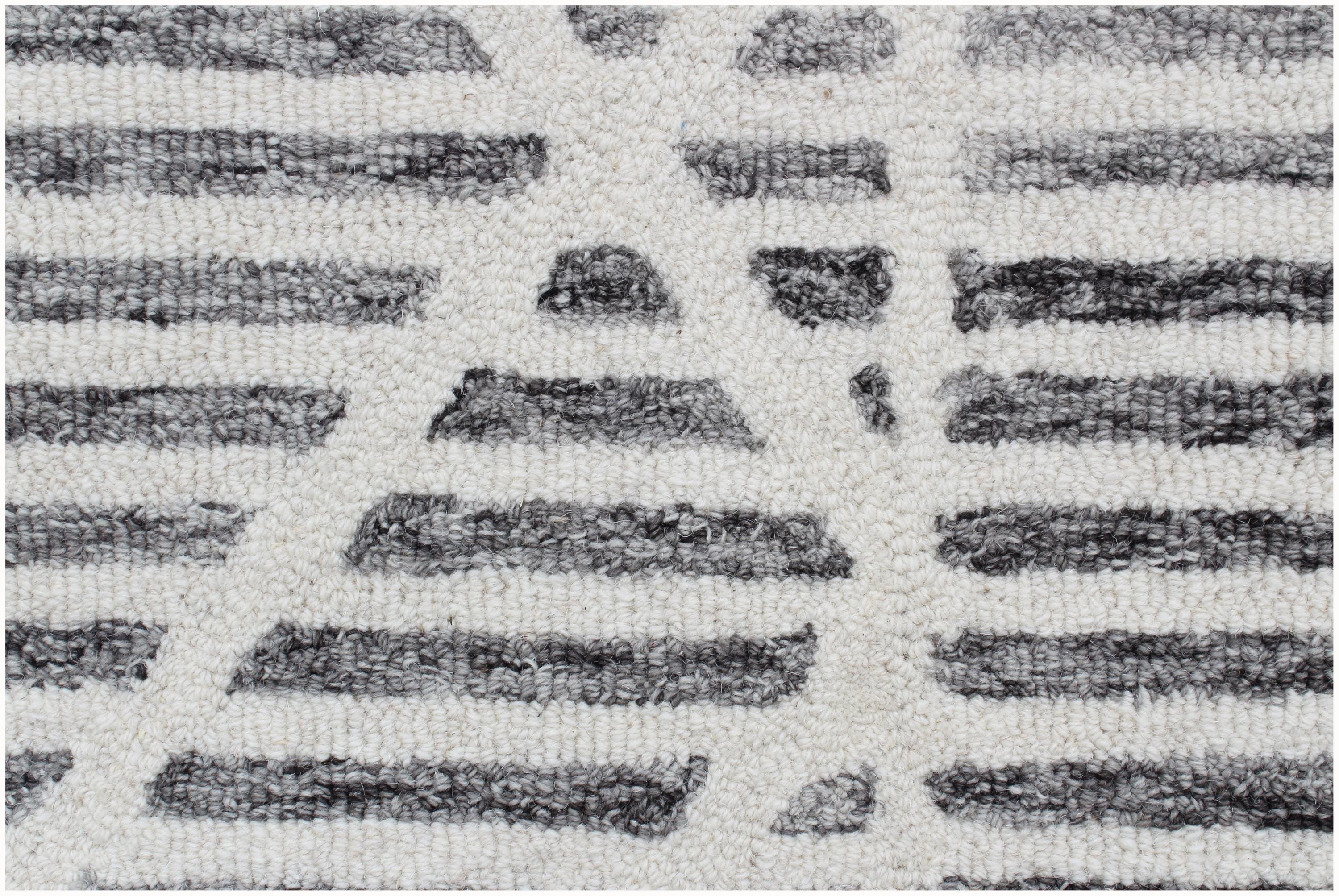 Modern Geometric Hand-Tufted Wool Rug | Abstract Striped Area Rug for Living Room & Bedroom