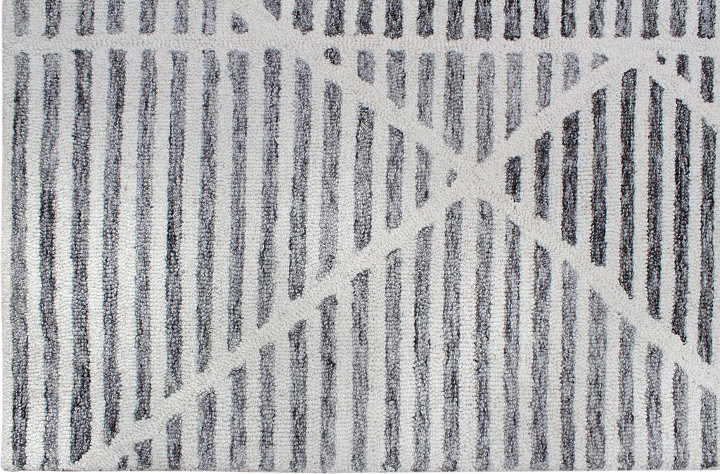 Modern Geometric Hand-Tufted Wool Rug | Abstract Striped Area Rug for Living Room & Bedroom