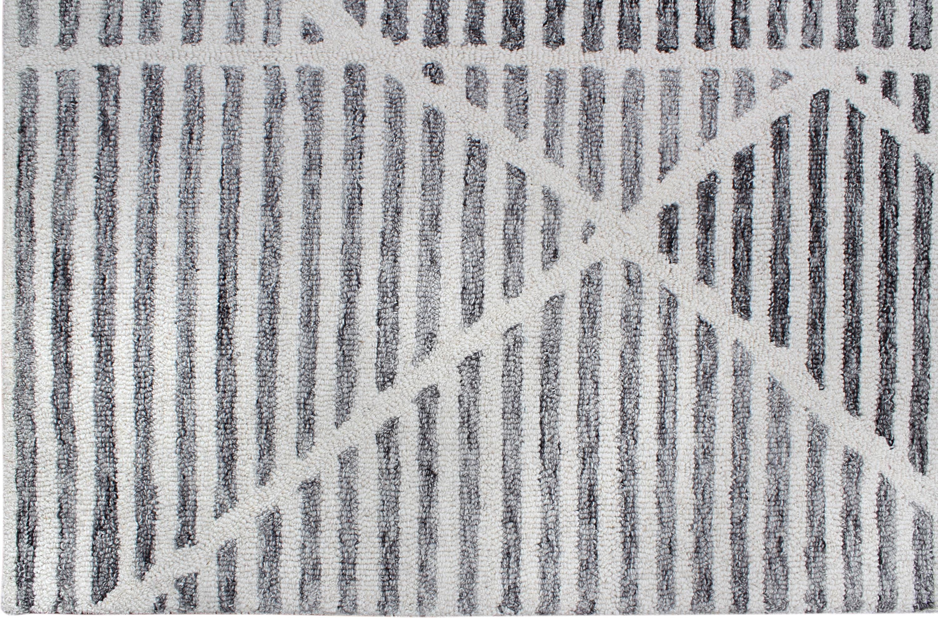 Modern Geometric Hand-Tufted Wool Rug | Abstract Striped Area Rug for Living Room & Bedroom