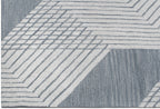 Modern Geometric Hand-Tufted Area Rug – Blue & Ivory Wool Blend Rug for Living Room