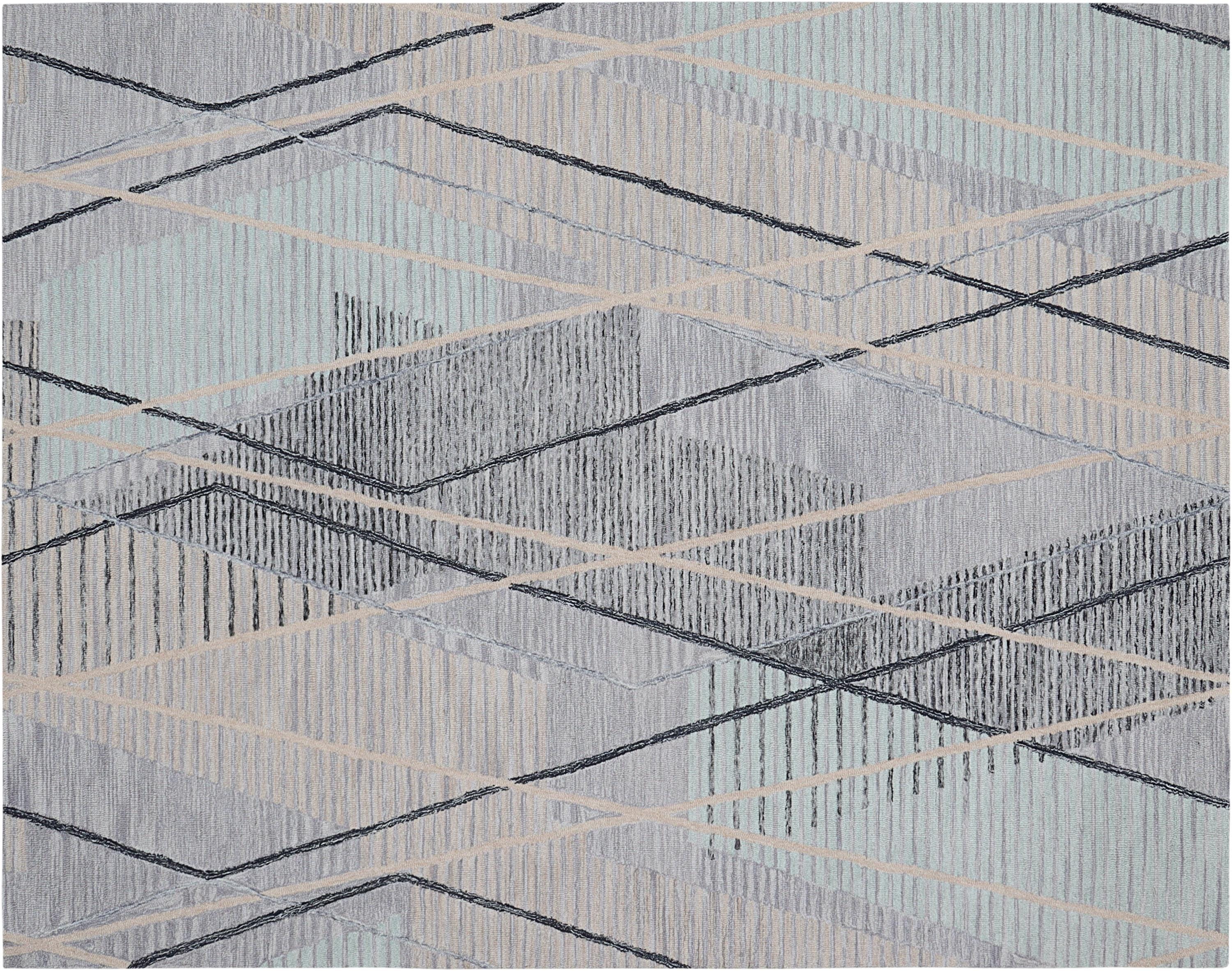 Hand Tufted 5X8, 8X10 and 9X12 ft Charcoal Green wool  geometric modern handmade rug for living room