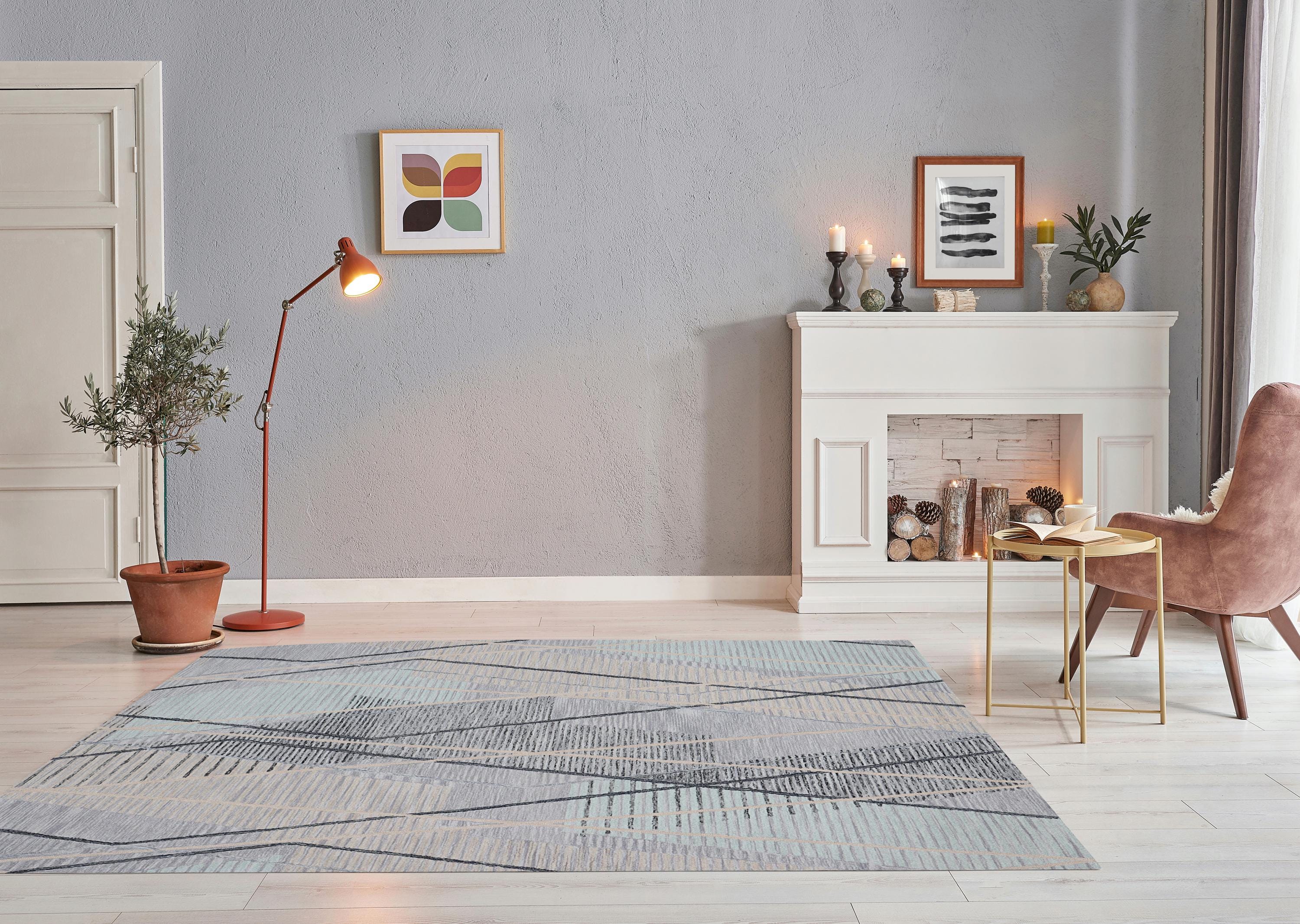 No tariff Hand Tufted 5X8  8X10 9X12 Charcoal Green wool  geometric modern handmade rug for living room, bedroom and dining room
