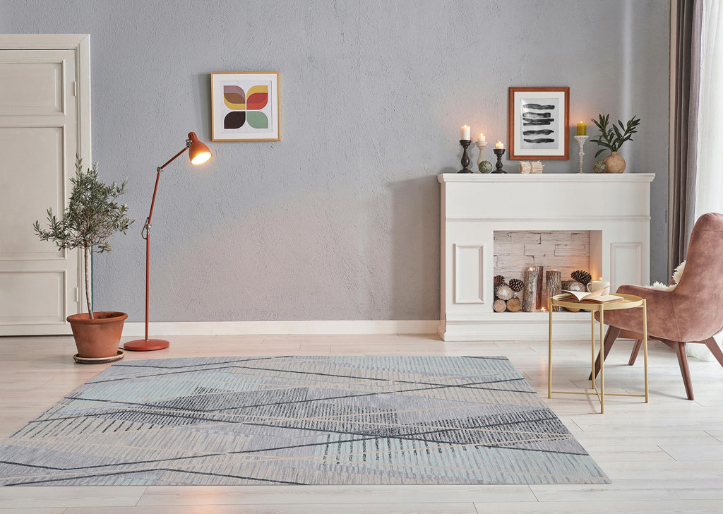 Hand Tufted 5X8, 8X10 and 9X12 ft Charcoal Green wool  geometric modern handmade rug for living room
