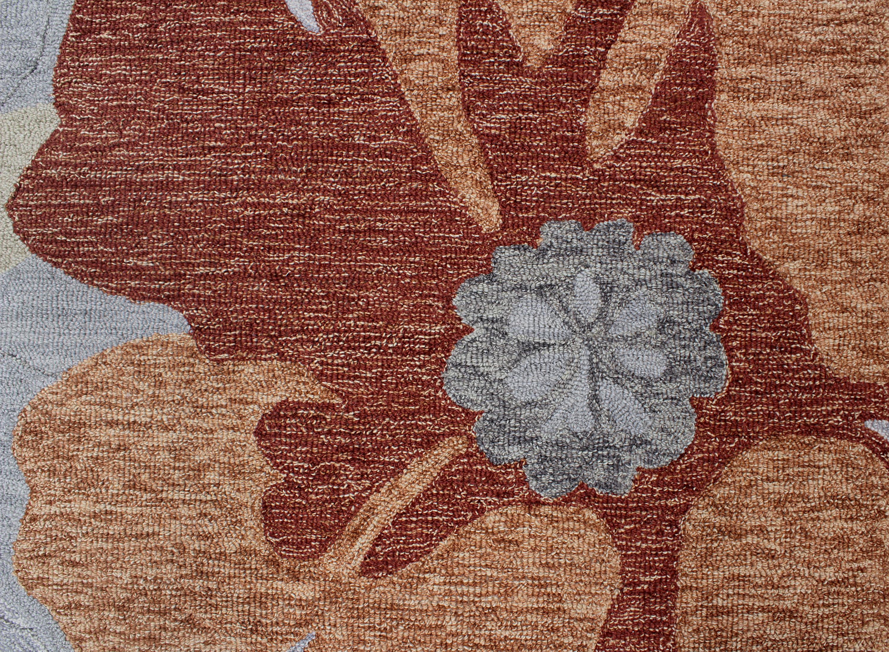 Botanical Bloom Hand-Tufted Floral Area Rug - Terracotta, Sage & Slate
