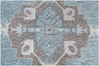 5x8 ft Serene Heritage Hand-Tufted Wool Rug | 8x10 ft Dusty Blue & Sage Medallion