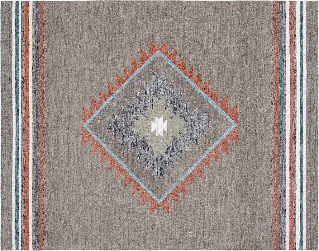 Hand Tufted 5X8  8X10  Brown Rust wool Geometric handmade rug for living room, bedroom and dining room