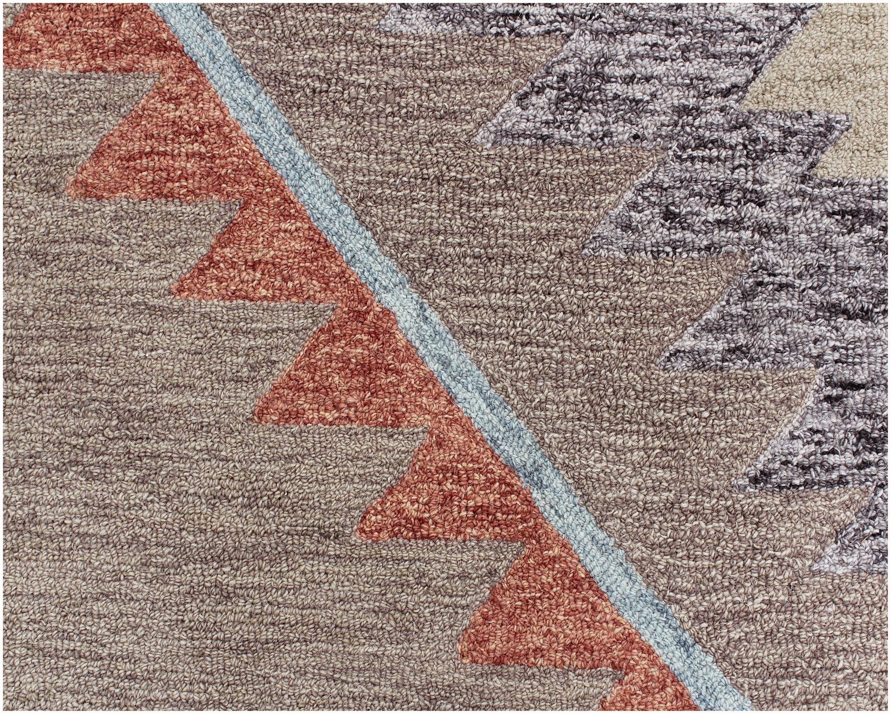 Hand Tufted 5X8  8X10  Brown Rust wool Geometric handmade rug for living room, bedroom and dining room