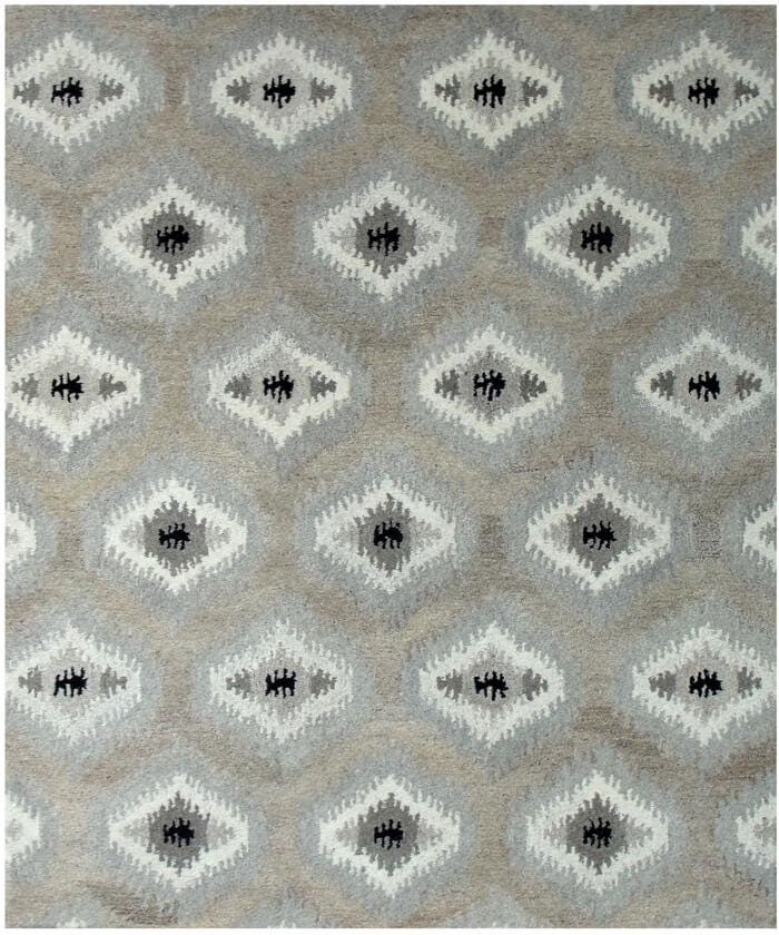 Hand Tufted 5X8 & 8X11 Natural Wool Geometric pattern rug for living room