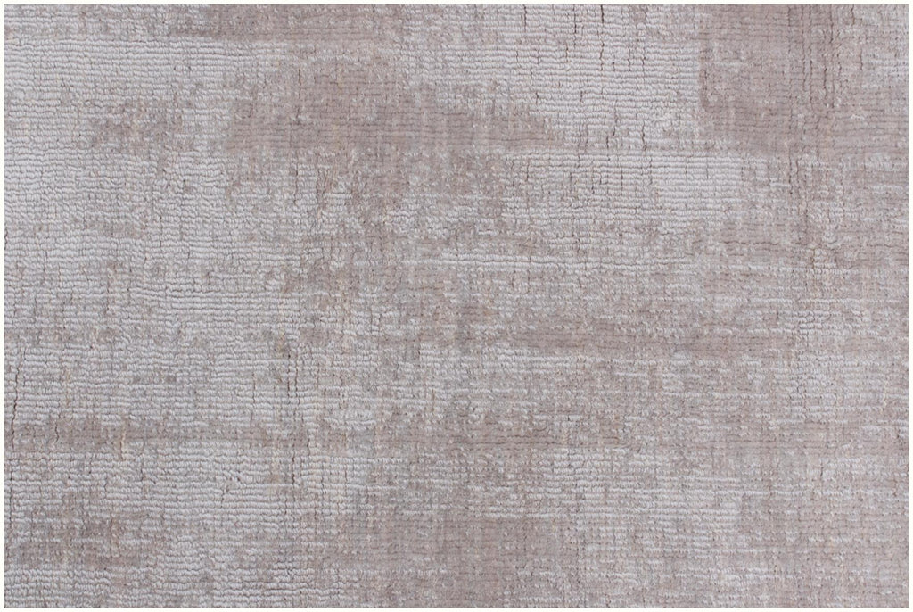 Modern Distressed Silver Handloom Rug | Wool & Bamboo Silk Blend