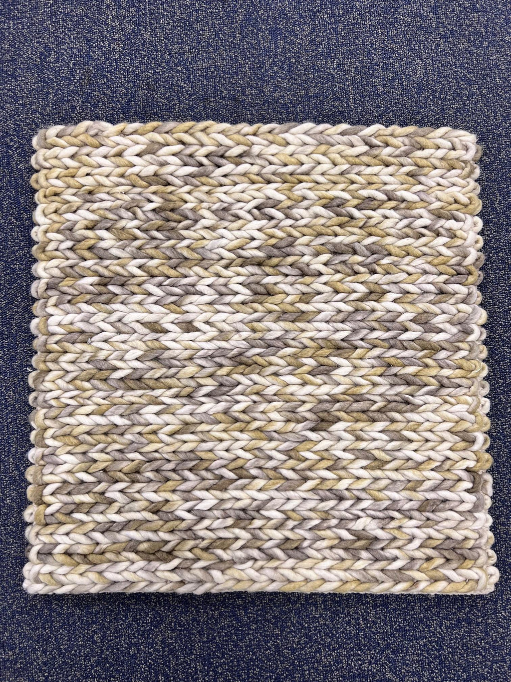 Handwoven Wool Braided Rug, Geometric Modern Design, Small Spaces