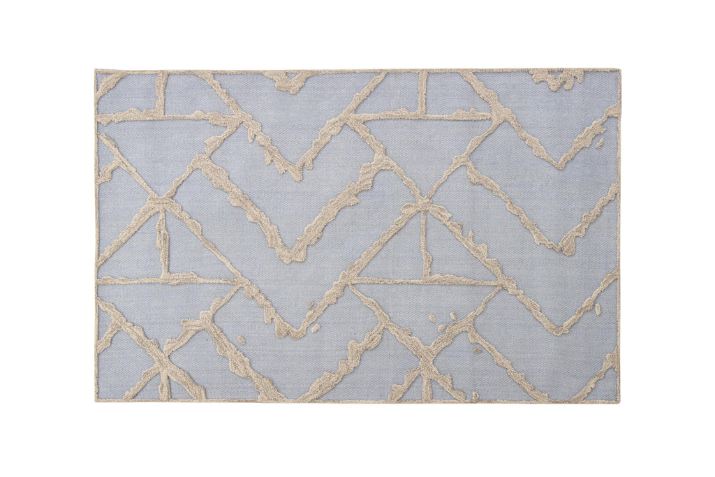 Hand Tufted 5X8  8X10  Blue Beige  wool  geometric modern rug for living room, bedroom and dining room