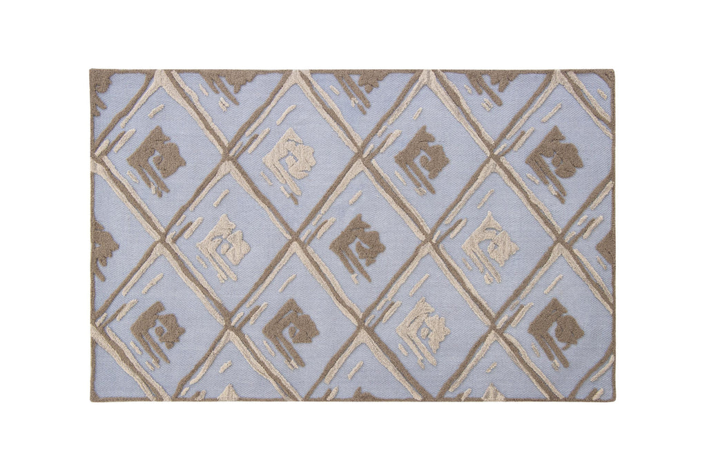 No tariff Hand Tufted 5X8  8X10  Blue Brown  wool  geometric modern rug for living room, bedroom and dining room