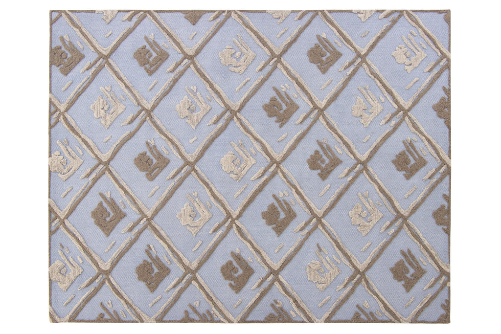 No tariff Hand Tufted 5X8  8X10  Blue Brown  wool  geometric modern rug for living room, bedroom and dining room