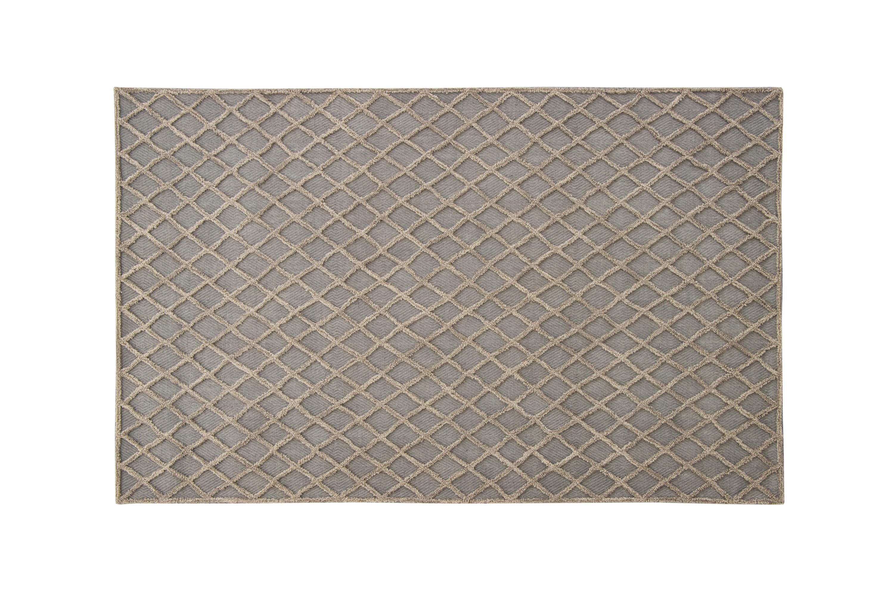 Hand Tufted 5X8  8X10  Tan Grey  wool  geometric modern rug for living room, bedroom and dining room