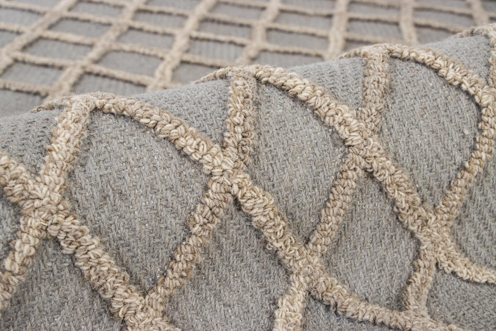 Hand Tufted 5X8  8X10  Tan Grey  wool  geometric modern rug for living room, bedroom and dining room