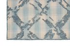 Coastal Gingham Hand-Tufted Rug | Blue & Cream High Low Textured Plaid Area Rug