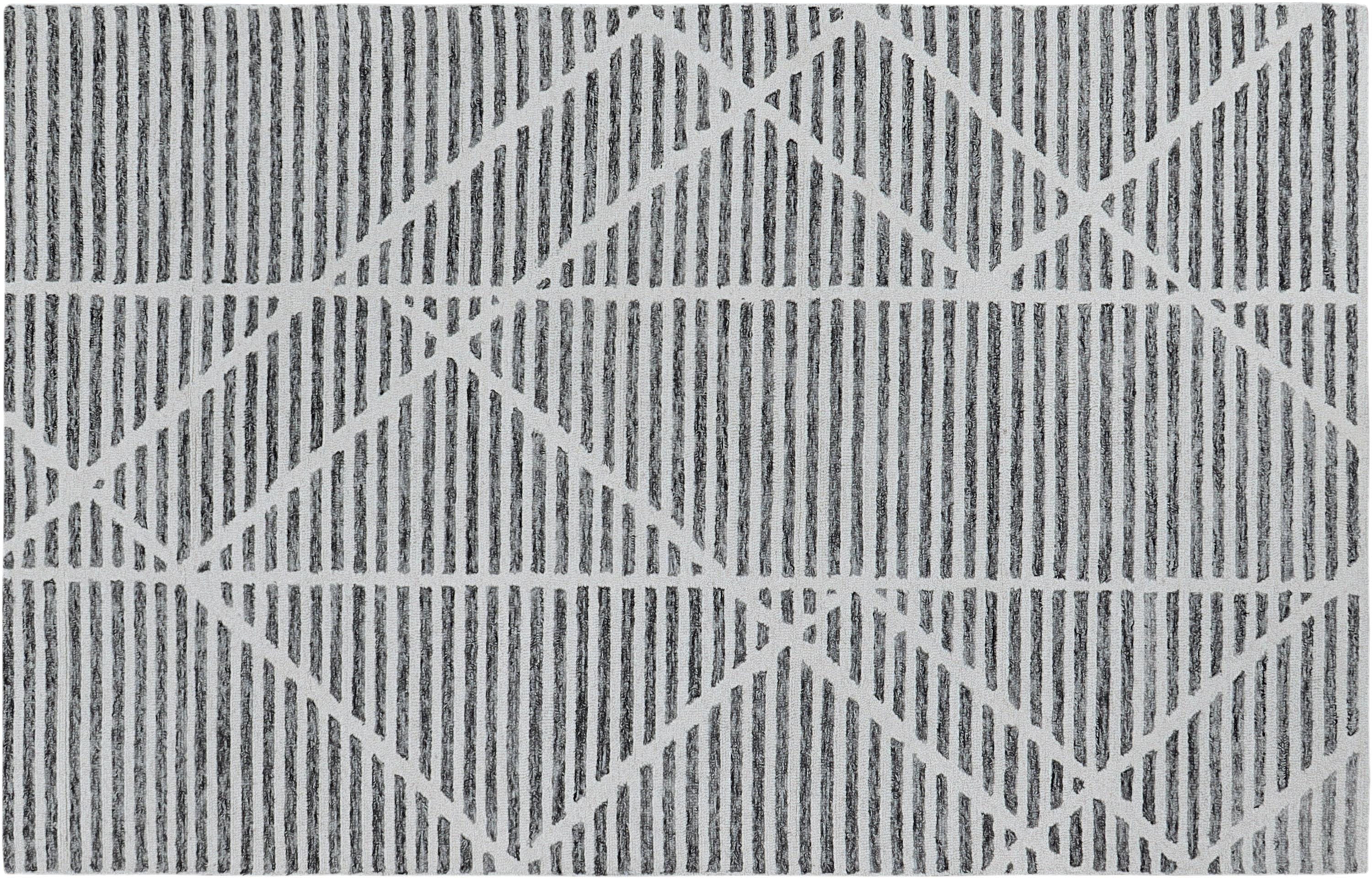 Modern Geometric Hand-Tufted Wool Rug | Abstract Striped Area Rug for Living Room & Bedroom