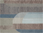 Abstract Geometric Hand-Tufted Wool Rug – Earthy Blue & Terracotta