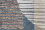 Abstract Geometric Hand-Tufted Wool Rug – Earthy Blue & Terracotta