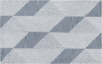 Modern Geometric Hand-Tufted Area Rug – Blue & Ivory Wool Blend Rug for Living Room