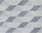 Modern Geometric Hand-Tufted Area Rug – Blue & Ivory Wool Blend Rug for Living Room