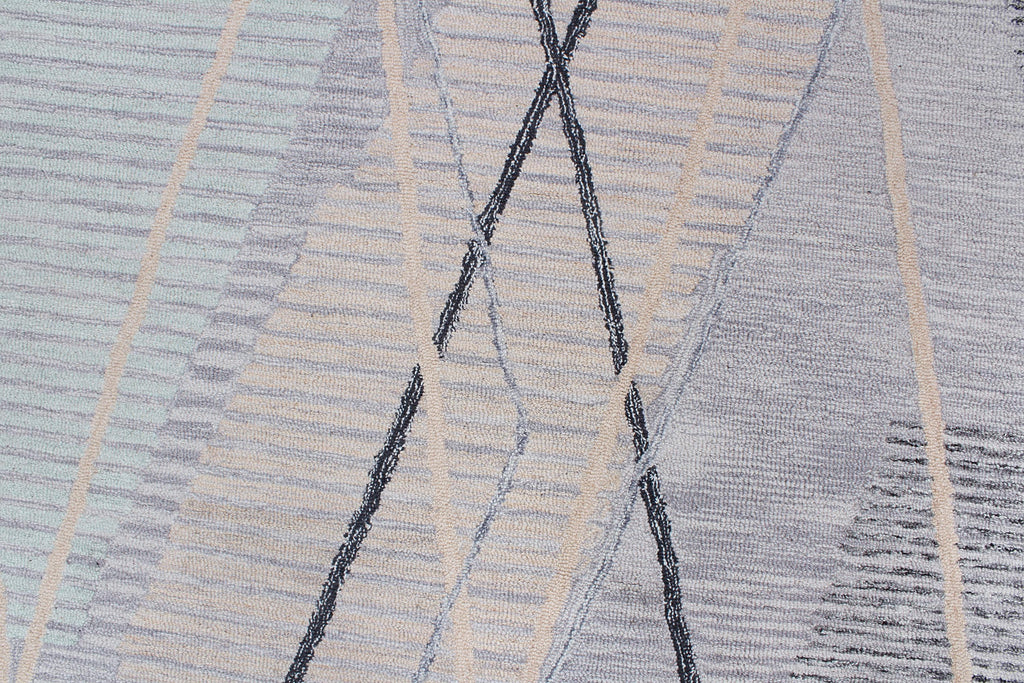 Hand Tufted 5X8, 8X10 and 9X12 ft Charcoal Green wool  geometric modern handmade rug for living room