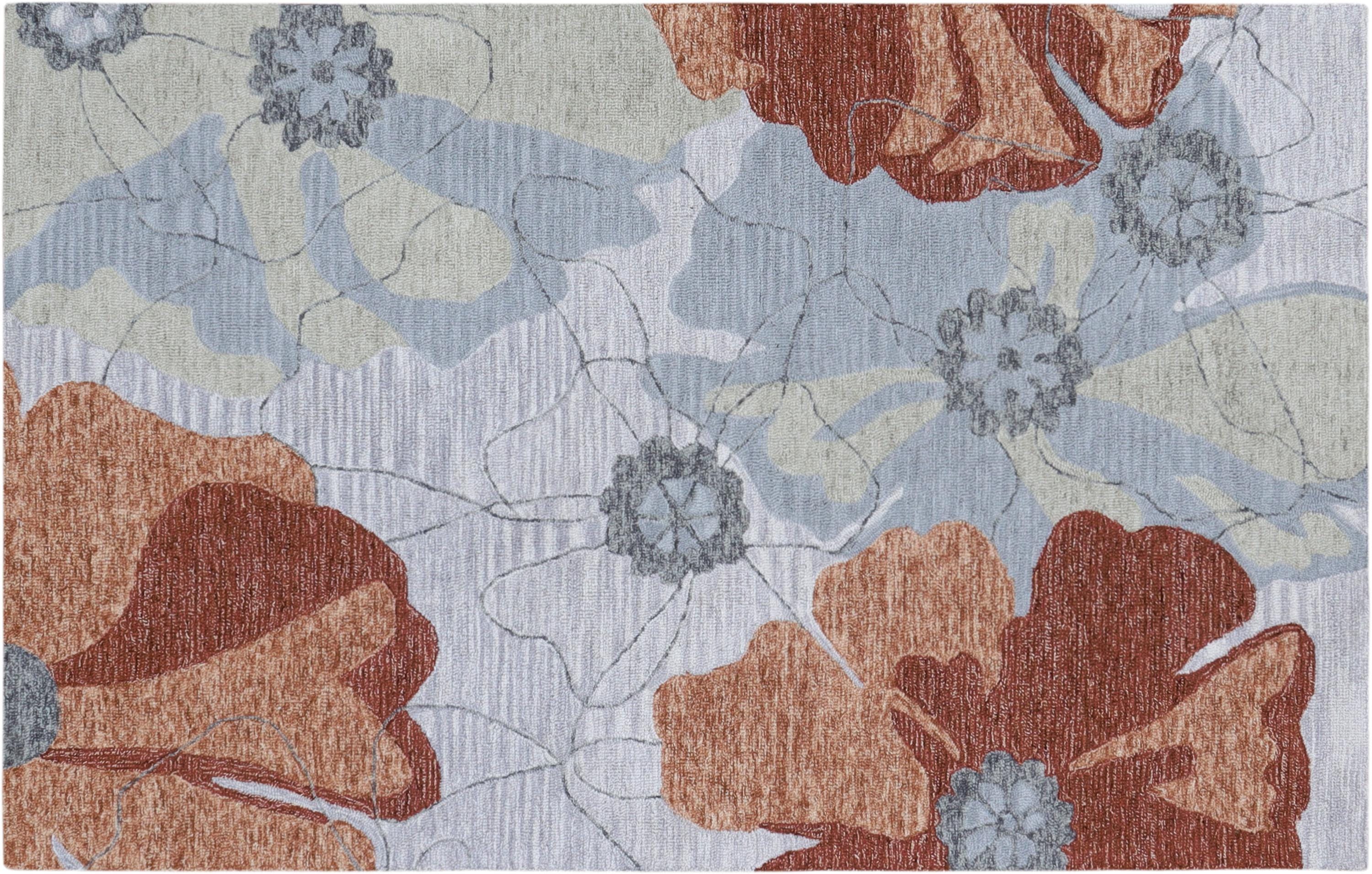Botanical Bloom Hand-Tufted Floral Area Rug - Terracotta, Sage & Slate