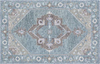 5x8 ft Serene Heritage Hand-Tufted Wool Rug | 8x10 ft Dusty Blue & Sage Medallion