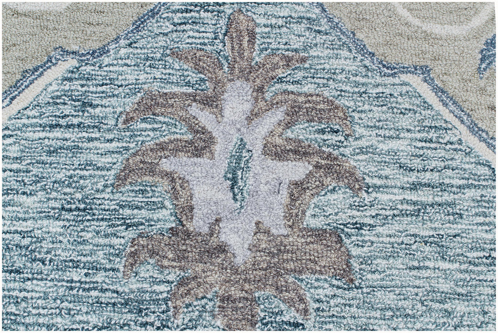 5x8 ft Serene Heritage Hand-Tufted Wool Rug | 8x10 ft Dusty Blue & Sage Medallion