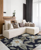 Midnight Magnolia: Hand-Tufted Floral Area Rug (8' x 10')