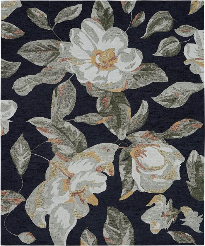 Midnight Magnolia: Hand-Tufted Floral Area Rug (8' x 10')