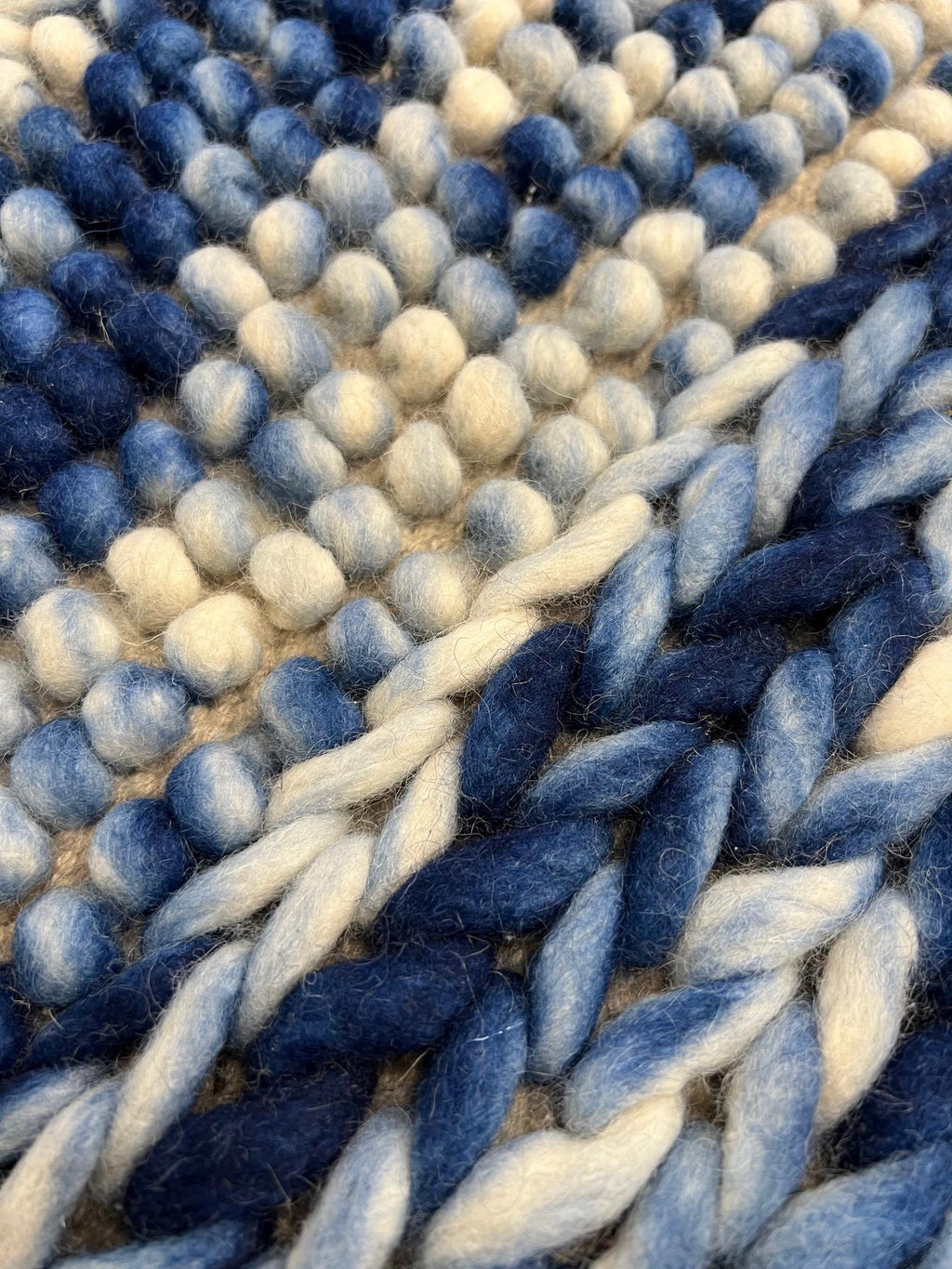 Handwoven Wool Braided Rug, Geometric Modern Design, Small Spaces