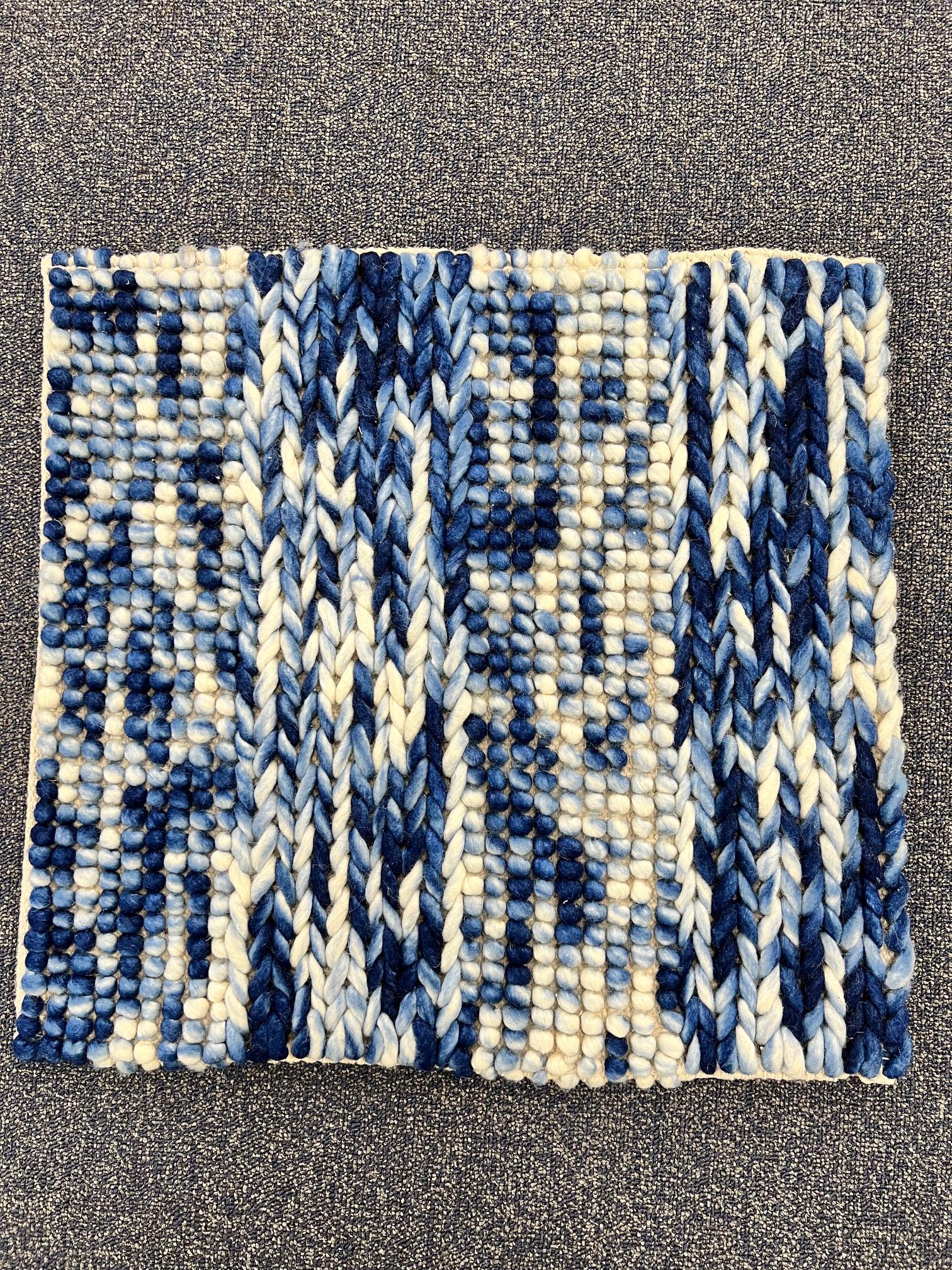 Handwoven Wool Braided Rug, Geometric Modern Design, Small Spaces