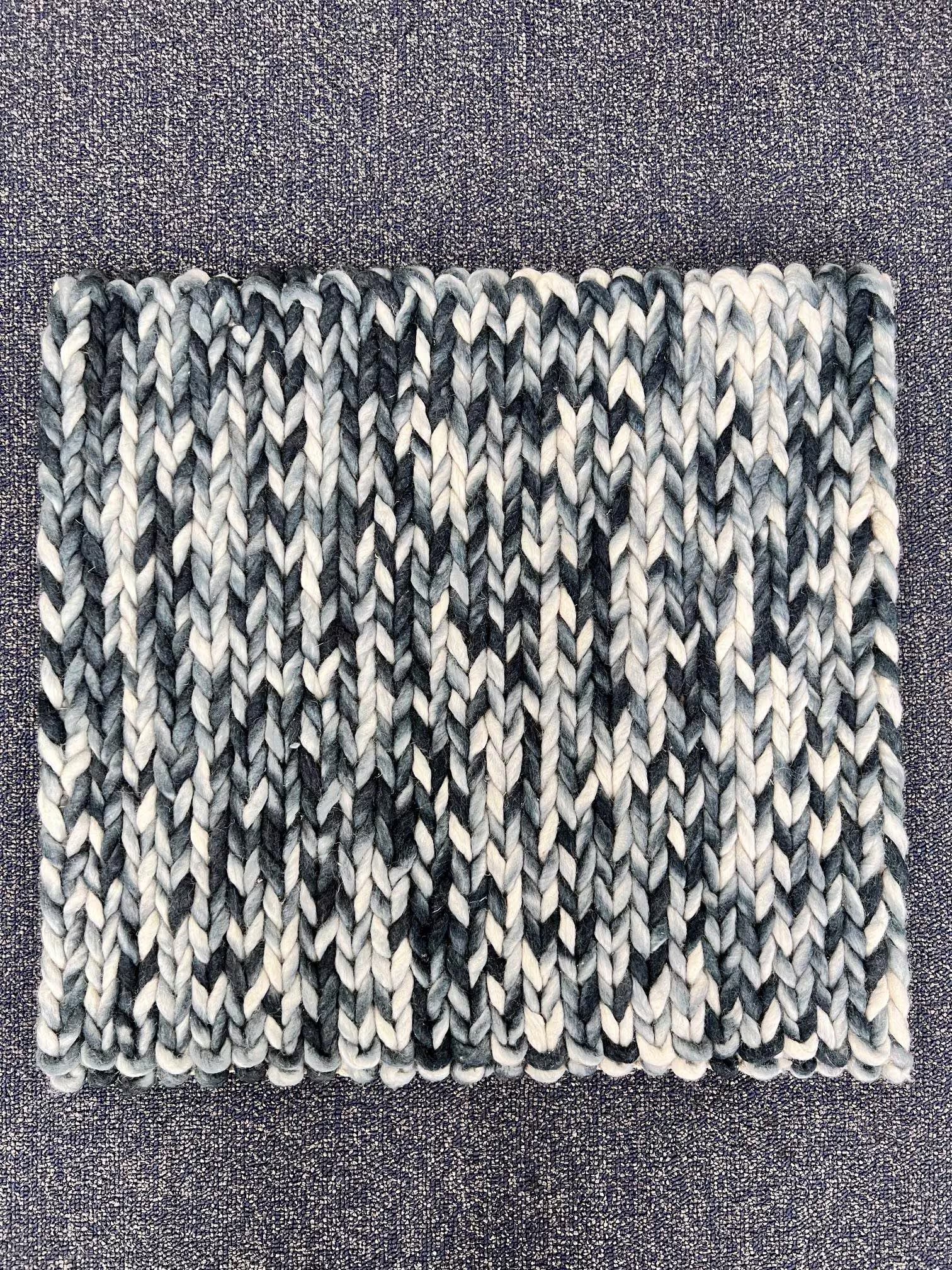 Handwoven Wool Braided Rug, Geometric Modern Design, Small Spaces
