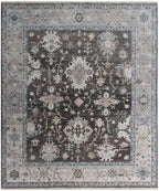 9X12 ft Charcoal Silver Hand Knotted area Rug