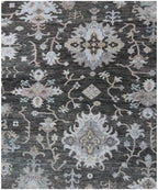 9X12 ft Charcoal Silver Hand Knotted area Rug
