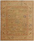 Hand Knotted Wool Area Rug, Green Beige Persian Style