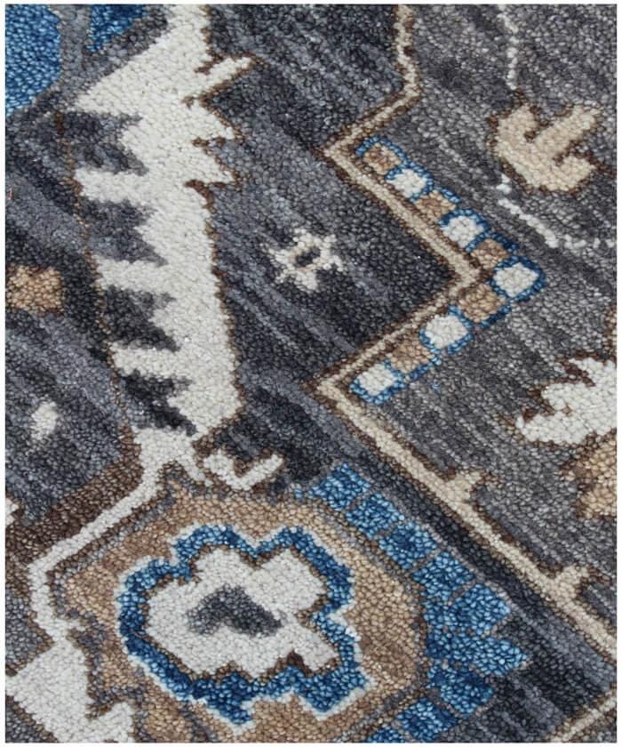 Grey Denim Hand Knotted Persian Heriz Serapi wool rug