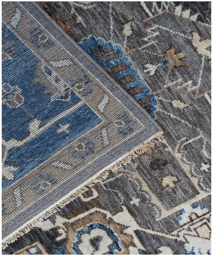 Grey Denim Hand Knotted Persian Heriz Serapi wool rug