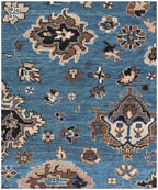 M .Blue Brown Hand Knotted area Rug 6X9 & 8X10 handmade Persian rug for living room, bedroom and dining roomvintage rug