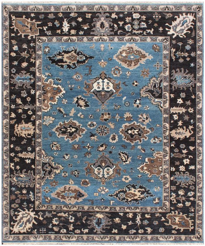 M .Blue Brown Hand Knotted area Rug 6X9 & 8X10 handmade Persian rug for living room, bedroom and dining roomvintage rug