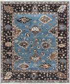 M .Blue Brown Hand Knotted area Rug 6X9 & 8X10 handmade Persian rug for living room, bedroom and dining roomvintage rug