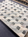 Handmade 5x8 Modern Geometric Rug, Ivory Beige Gray, Hand-Tufted