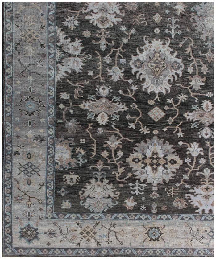 9X12 ft Charcoal Silver Hand Knotted area Rug