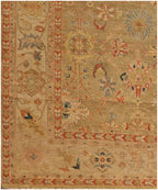 Hand Knotted Wool Area Rug, Green Beige Persian Style