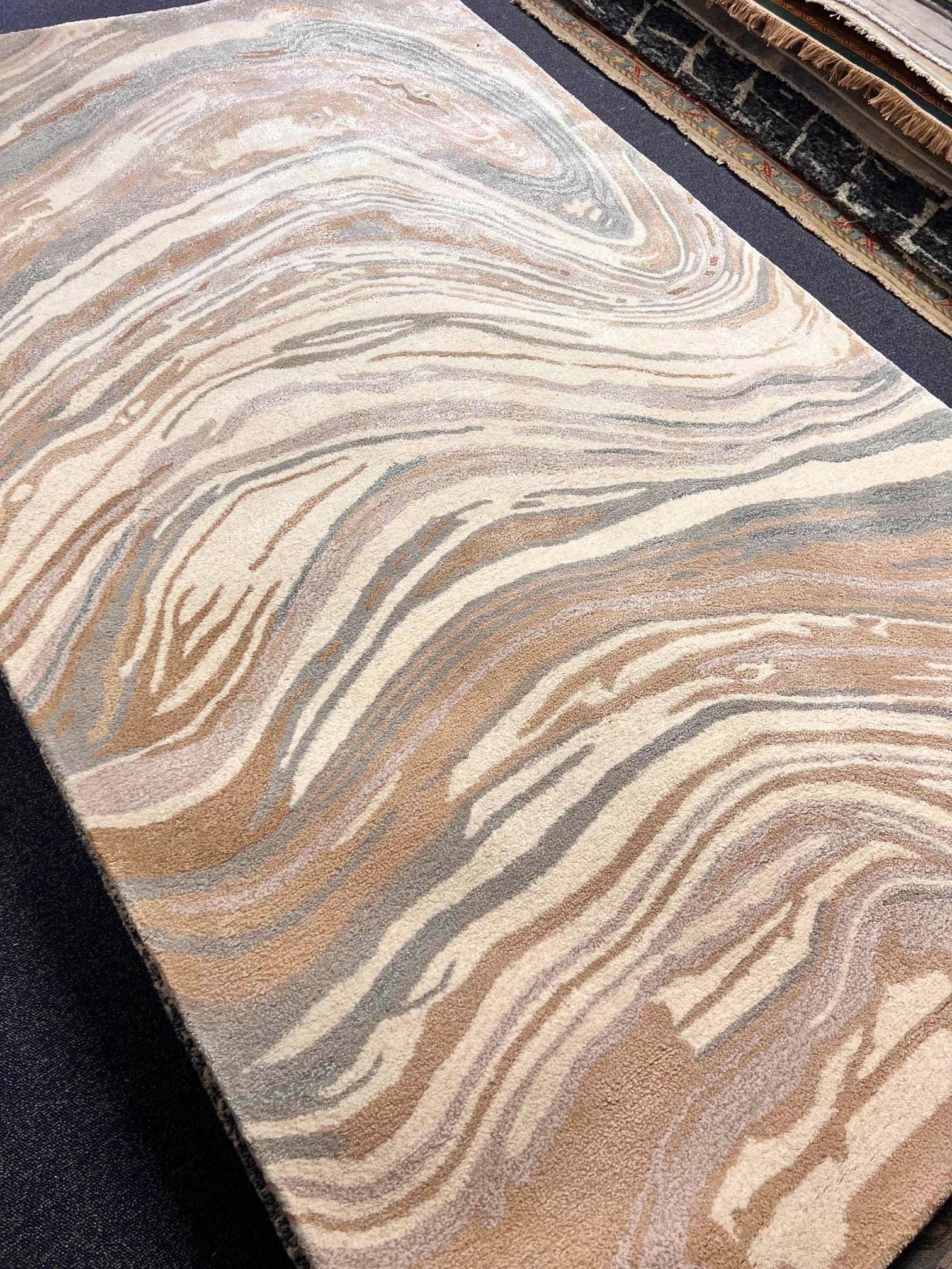 Abstract Marble Hand-Tufted Wool Rug – Earth Tone Series