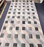 Handmade 5x8 Modern Geometric Rug, Ivory Beige Gray, Hand-Tufted